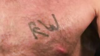 Rough old man tugs his hard cock after smoking a cigarette