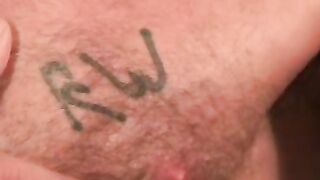 Rough old man tugs his hard cock after smoking a cigarette