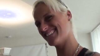 British blonde Paris Surprise is surprised with a trick BJ