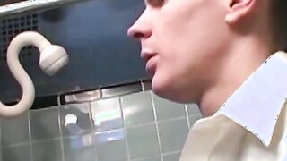 Inked stud finds dildo in fridge before banging ass