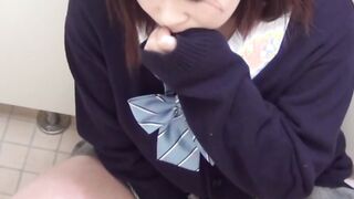 Japanese schoolgirl secretly filmed playing with her pussy