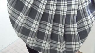 Japanese schoolgirl secretly filmed fingering her soft pussy