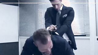 Gay in suit compelled to suck dick and takes buttcentric hammering
