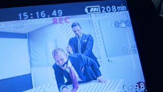 Gay in suit compelled to suck dick and takes buttcentric hammering
