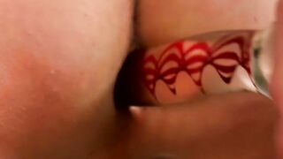Lusty young twink shoves a toy up his ass and jerks off solo