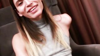 Pornstar tranny Korra Del Rio strips and jerks off her dick