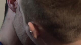 Inked twink cock sucked off before anal pounding