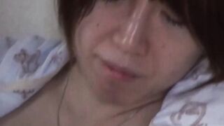Young Japanese babe plays with herself on secret camera
