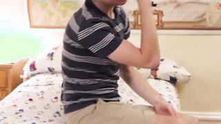 Hung muscle daddy shows strength over feminine stepson