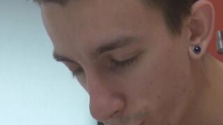 Toe licking fetish twink Danny masturbating throbbing cock