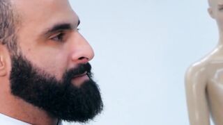 Classy hunk gives a sloppy blowjob and has his ass drilled