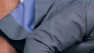Classy hunk gives a sloppy blowjob and has his ass drilled