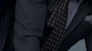Classy hunk gives a sloppy blowjob and has his ass drilled