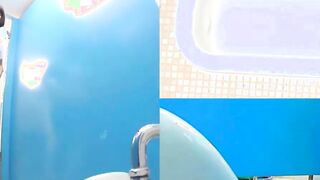 Furry Asian darlings close up found on camera peeing in latrine
