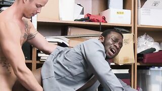 Horny black cop sucks his twink partners white uncut dick