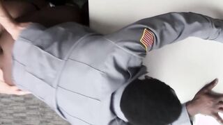 Horny black cop sucks his twink partners white uncut dick