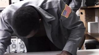 Horny black cop sucks his twink partners white uncut dick