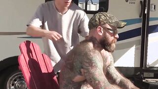 Patio crude from the rear fucking among stepdad and his