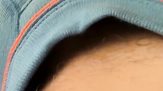 Solo twink pleases his cock in panties by jerking it off