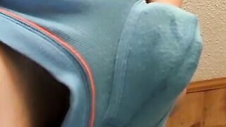 Solo twink pleases his cock in panties by jerking it off