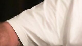 Tattooed mature guy jerks off his hard meat and cums loads