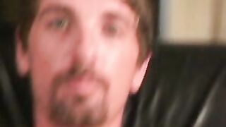 Tattooed mature guy jerks off his hard meat and cums loads