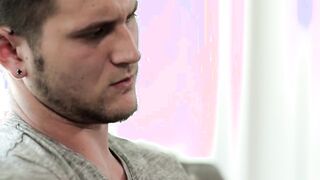 Inked stud deepthroats before barebacking young homo