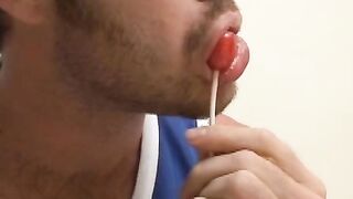 Bushy chest Brazilian hunk jerks off his rock hard tool