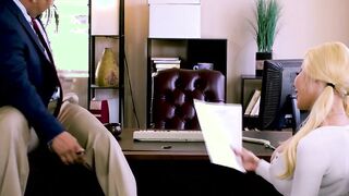 Slutty Tbabe stepdaughter rides stepdads dick in office