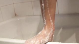 Stunning boy masturbates his throbbing cock in the bathroom