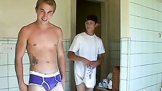 Twinks have fun in a changing room while being in underwear