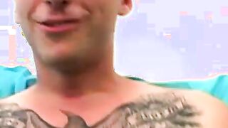 Amateur tattooed twink fingers his ass and masturbates solo
