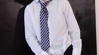 Francis Gerard flashes his hot solo wanking while wearing a school uniform