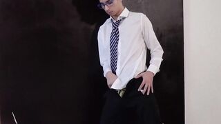 Francis Gerard flashes his hot solo wanking while wearing a school uniform