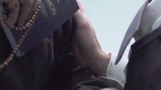 Twink trades sensual caresses with daddy cleric before crude fucking