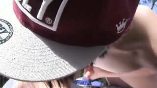 Two very cute youngsters lusty anal fucking in the backyard
