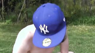 Two very cute youngsters lusty anal fucking in the backyard