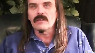 Hairy older homo jerks off wildly before releasing his semen