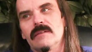 Hairy older homo jerks off wildly before releasing his semen