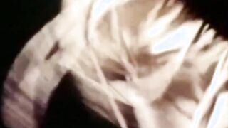 Bushy gay person strokes his fat dick and cums on his chest