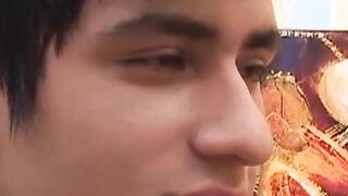 Amateur latin twink sucks big dick before bareback fucking