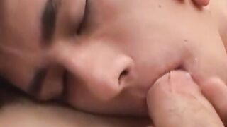 Amateur latin twink sucks big dick before bareback fucking