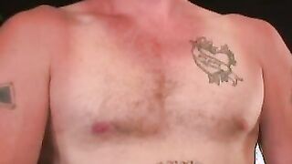 Rugged amateur hunk cums during strong jerkoff session
