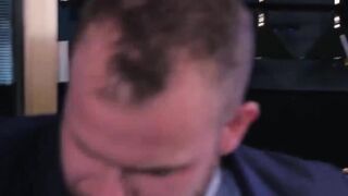Classy businessmen enjoy wet blowjobs and rough fucking
