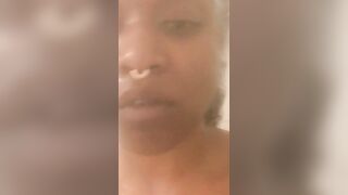 Black OF Model Flashes Boobs In The Bath