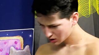 Adorable young man gets barebacked and face sprayed with cum