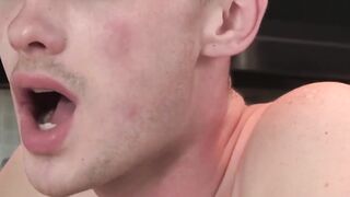 Charming twink sans protection doggystyle desolated by inked stepdad