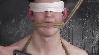 Young gay submissive throat fucked and facialized