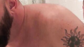 Inked bear Cooper Hill ass drilled by pierced gay after BJ