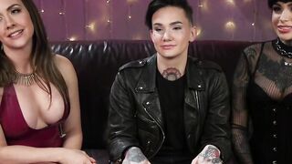Three lesbians anal gang bang fuck with strapon cocks